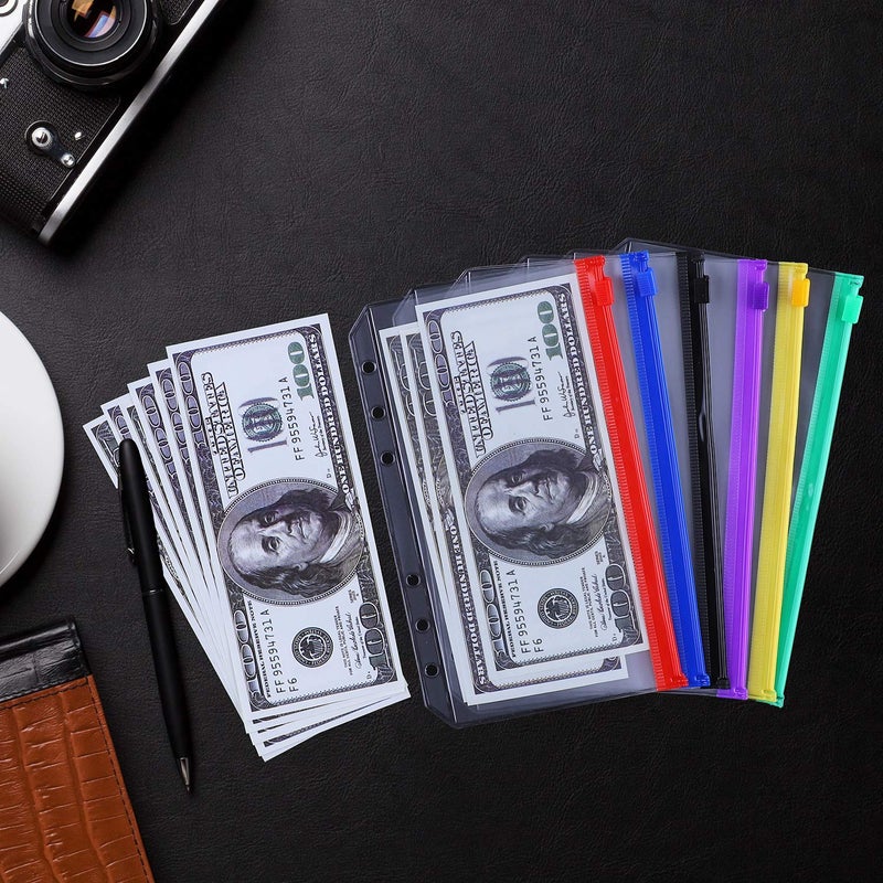 Antner 24PCS A6 Binder Pockets 6 Hole Budget Cash Envelopes for Cash Budgeting, Multicolor Zipper Money Organizer Envelopes for A6 Budget Binder Planner, Waterproof PVC Loose Leaf Bags Document Pouch - Image 3